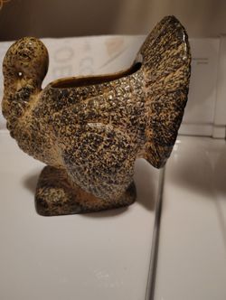 Vintage Rustic Ceramic Turkey Planter