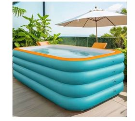 Inflatable Pool for Adults Family, 118" x 70" x 27" Large Blow Up Above Ground Pool, 4-Chamber 0.34mm Thick PVC, Puncture Leak Resistant, Fast Inflate