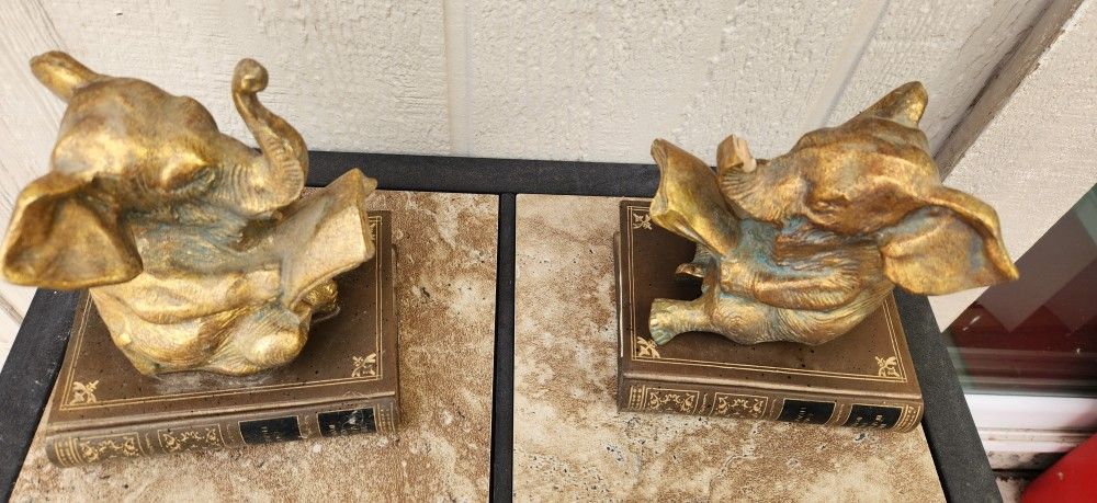 Vintage Elephant Bookends( See Description) 