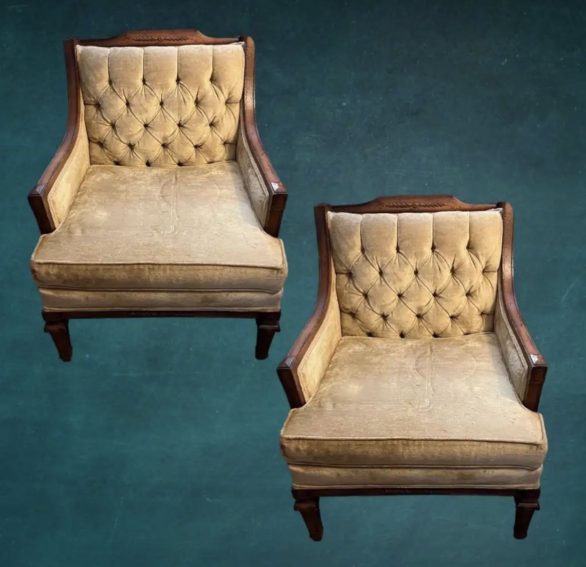 1970s crushed velvet glabman paramount chairs