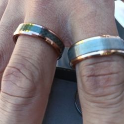 Gold Tungsten Titanium Rings. Men's Band Rings 