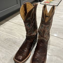 Justin Full Quill Ostrich Boots Men Size 10.5 D