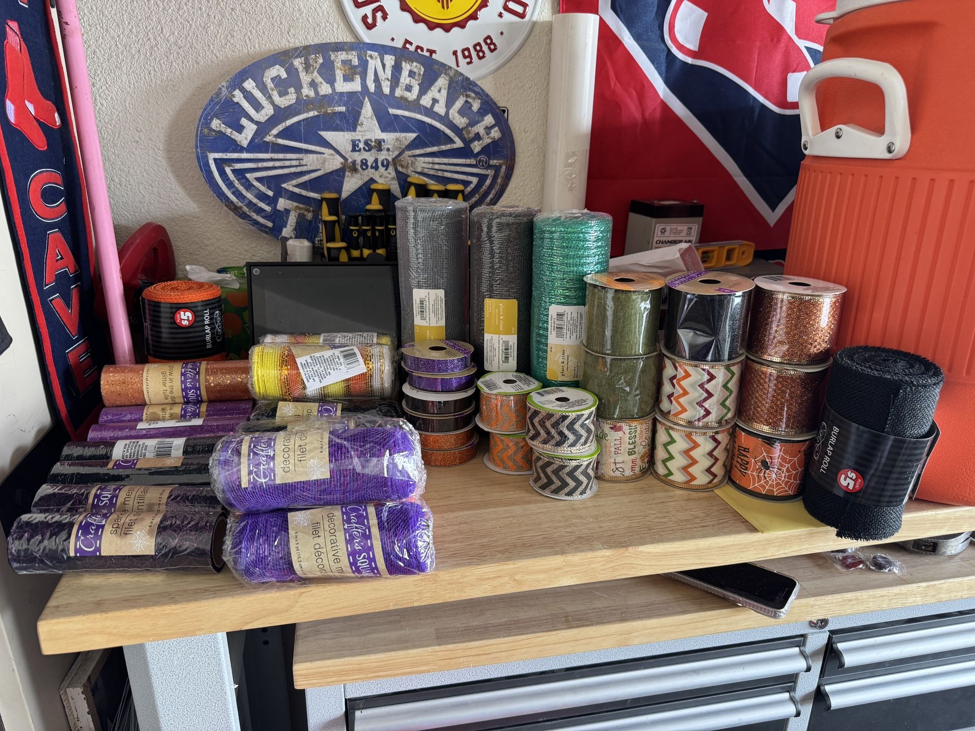 Box Of Ribbons, Burlap, Mesh, & Tulle