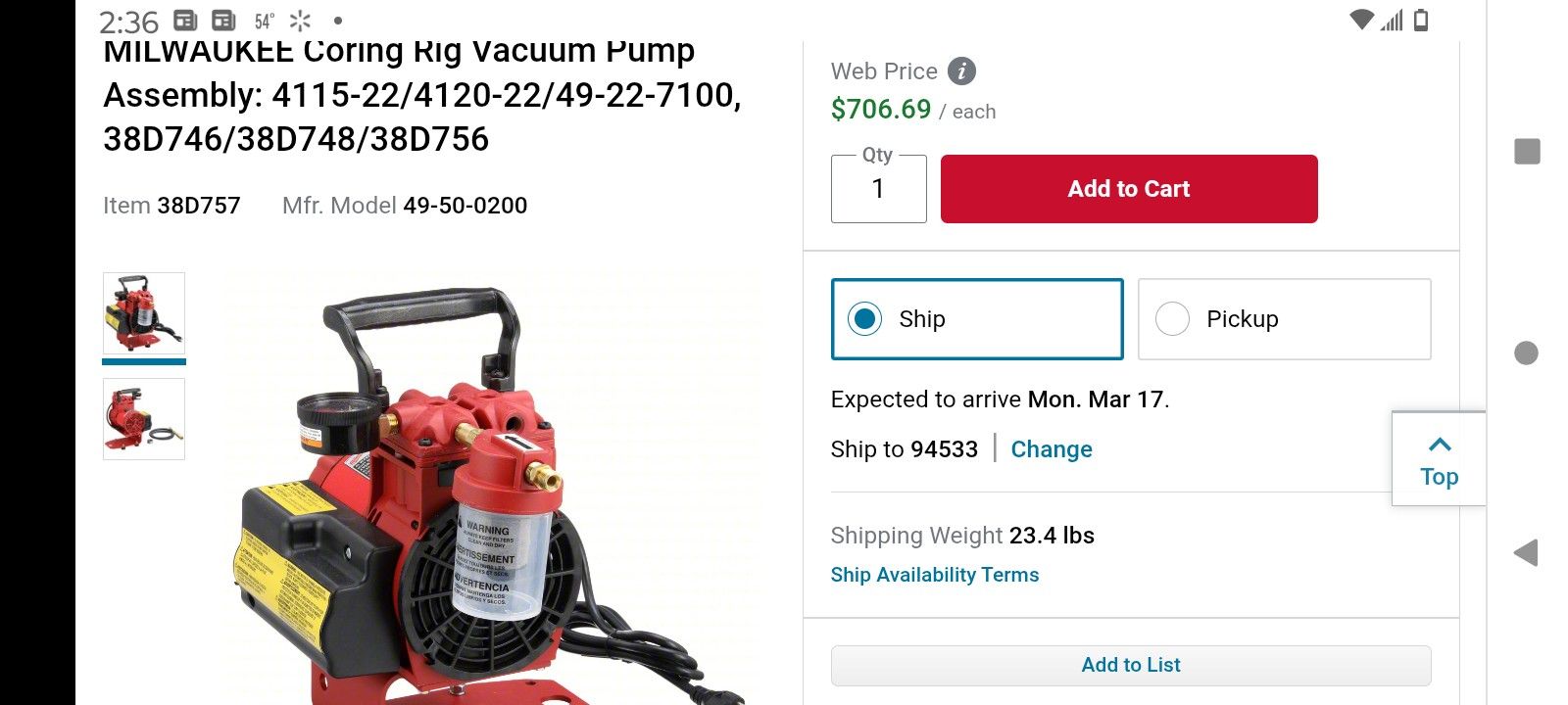 Milwaukee Vacuum Pump