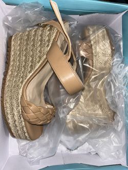 Tan wedge heels
