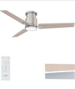 CJOY 52 Inch Flush Mount Ceiling Fan with Light and Remote Brushed Nickel
Low Profile Ceiling Fan with Light 3 Blades, 6-Speed, Quiet Reversible DC, D