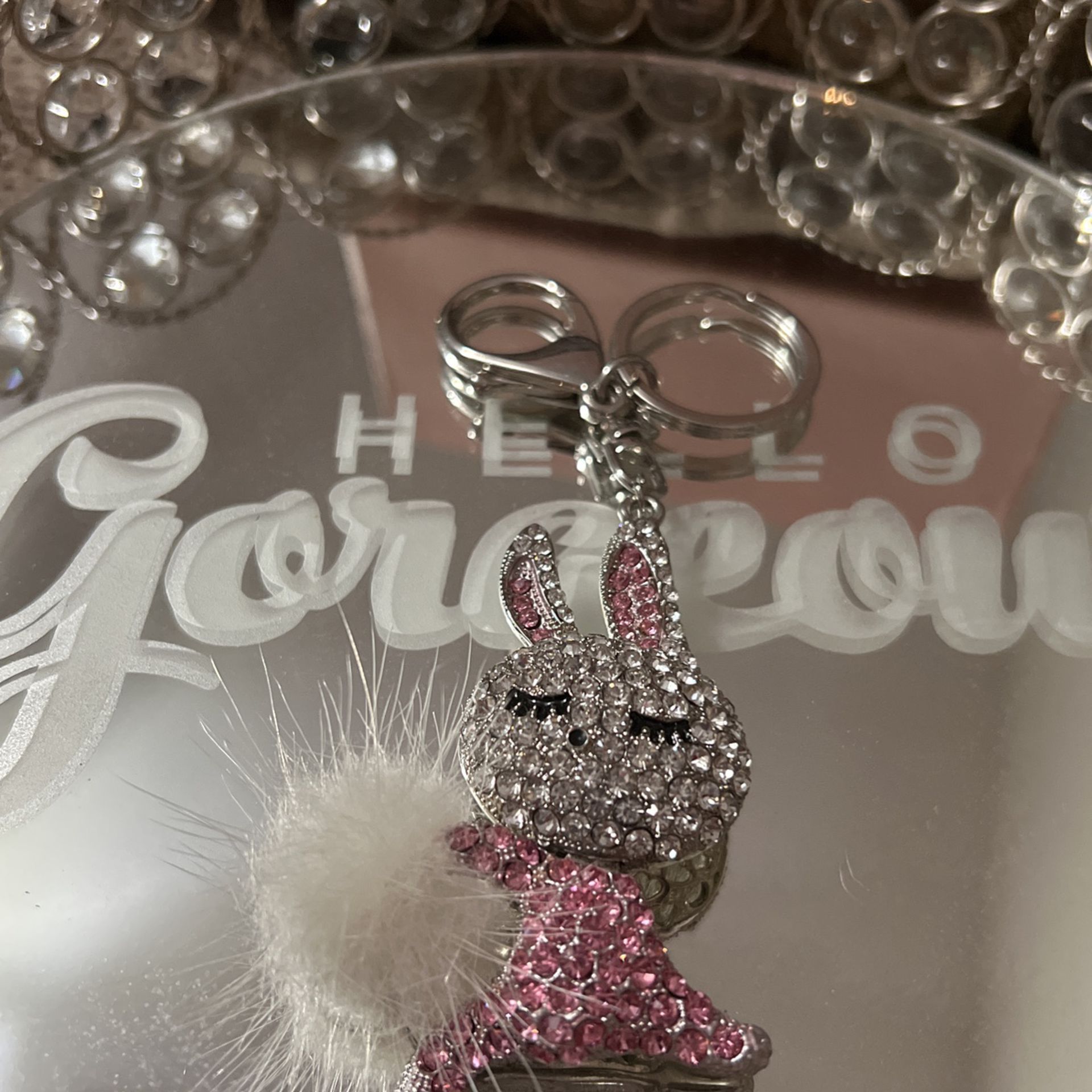 Pretty!!! Sparkly Crystal Stone Bunny Keychain/purse Charm 