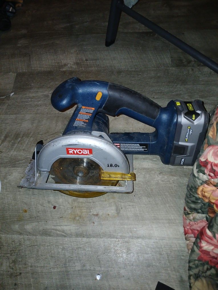 Ryobi Circular Saw With Charger And 2 Batteries