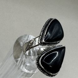Solid Sterling Silver Black Onyx Ring 