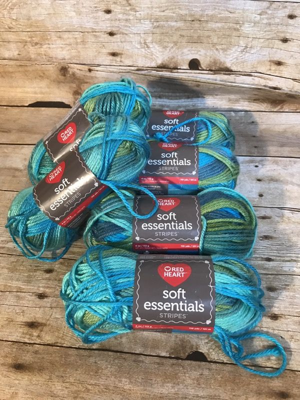 Red heart soft essentials blue green striped jungle yarn lot of 7