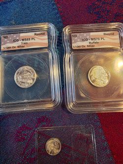 999 silver 2 are graded 1/10 oz one is a 1 gram and a 1/10oz