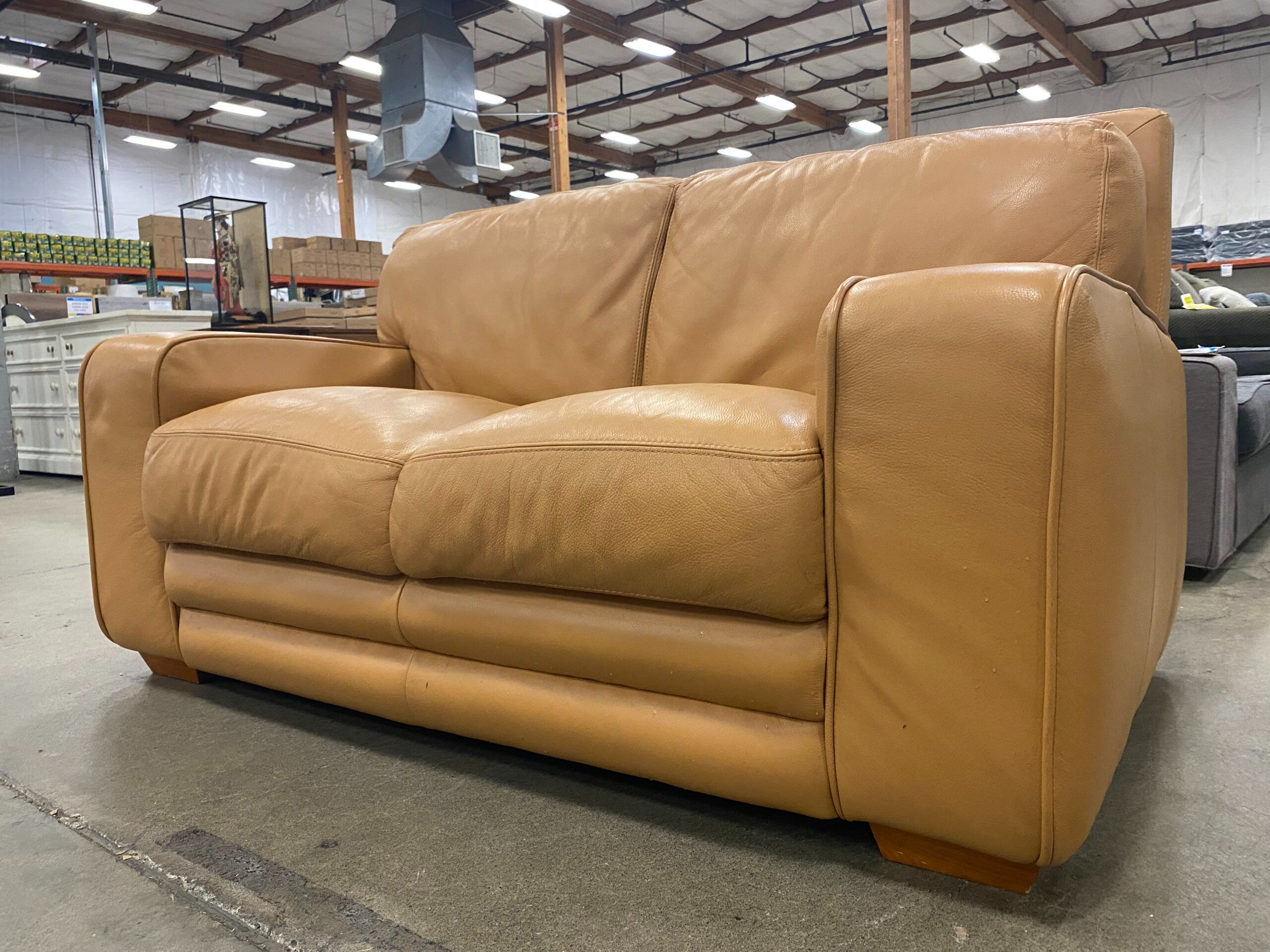 Butterscotch Plush Leather Loveseat