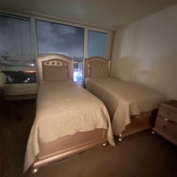 2 Pink Twin Beds
