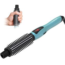 1-Inch Curling Iron Brush w/ LCD Display & Adjustable Temperature for Curls/Waves (BLUE)