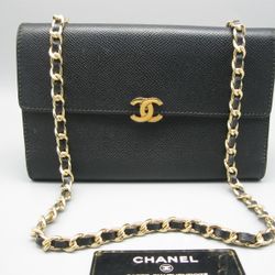 Chanel Black Saffiano Leather CC Logo Large Flap Bag Wallet