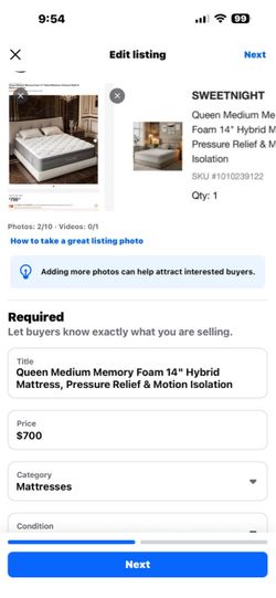 Sweetnight Queen Sized Mattress