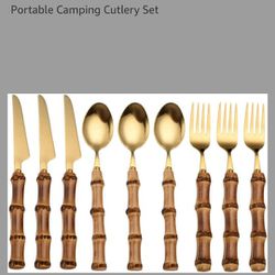 9pcs Stainless Steel Flatware Set, Gold Fork Spoon Cutter set