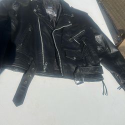 Large leather Harley Davidson jacket