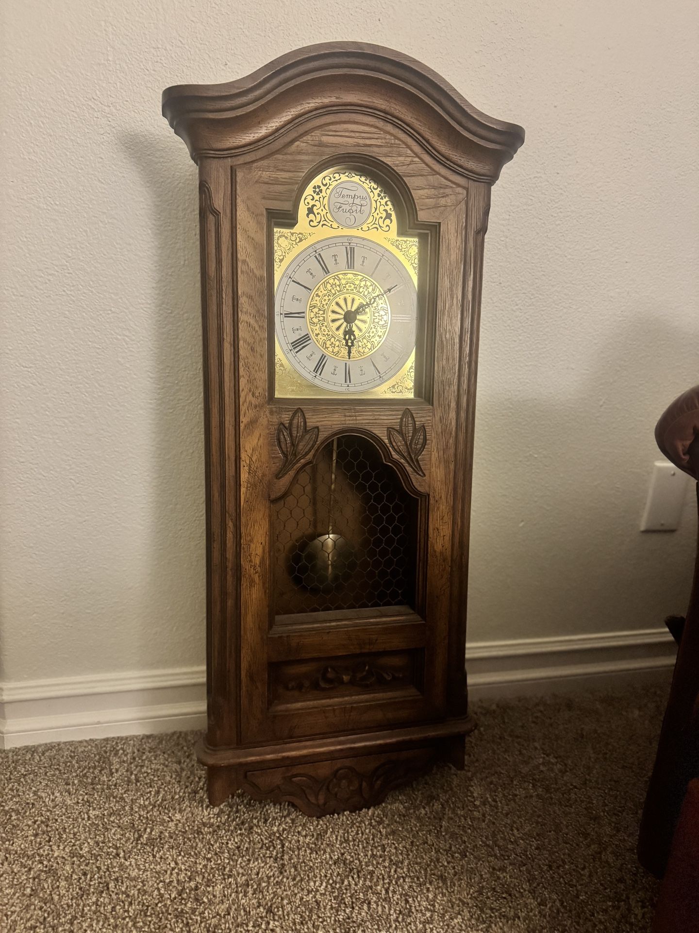 Original Tempus Fugit Grandfather Wall Clock