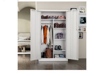 White Metal Locker Cabinet Clothing Wardrobe Closet Storage