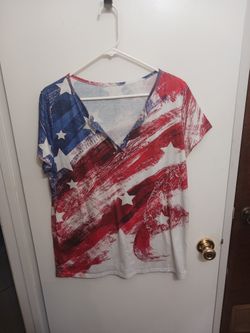 Women's Red White And Blue Tee Sz 1x