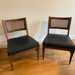  Mid Century Caned and Walnut Party Chairs (set of 2)