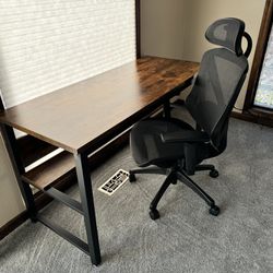 Computer Desk + Mesh Chair (like New) (Delivery Available)