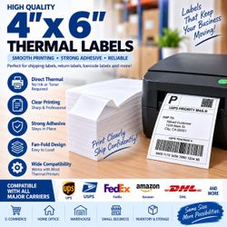 4x6 Direct Thermal Shipping Labels – 6000 Labels