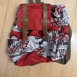 British backpack London England UK school kid work adult study red brown