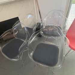 5 Repro Eames Acrylic Arm Chairs 
