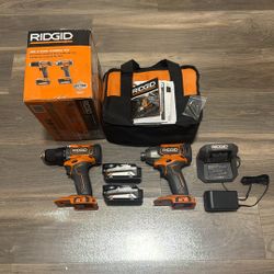 RIDGID 18V Cordless 2-Tool Combo Kit with Drill/Driver, Impact Driver, (2) 2.0 Ah Batteries, and Charger