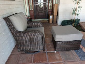 New! 🤎Rocker & °360 Turn Outdoor Patio Chair w/ Ottoman 
(New "6 inch Thick"  Bottom Cushion Only)