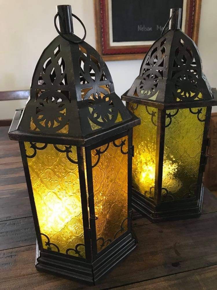 Moroccan style lanterns .