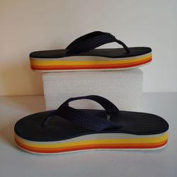 Hari Mari Women's Dunes Sunset Navy Blue Flip Flop Sandals ~ Size 8