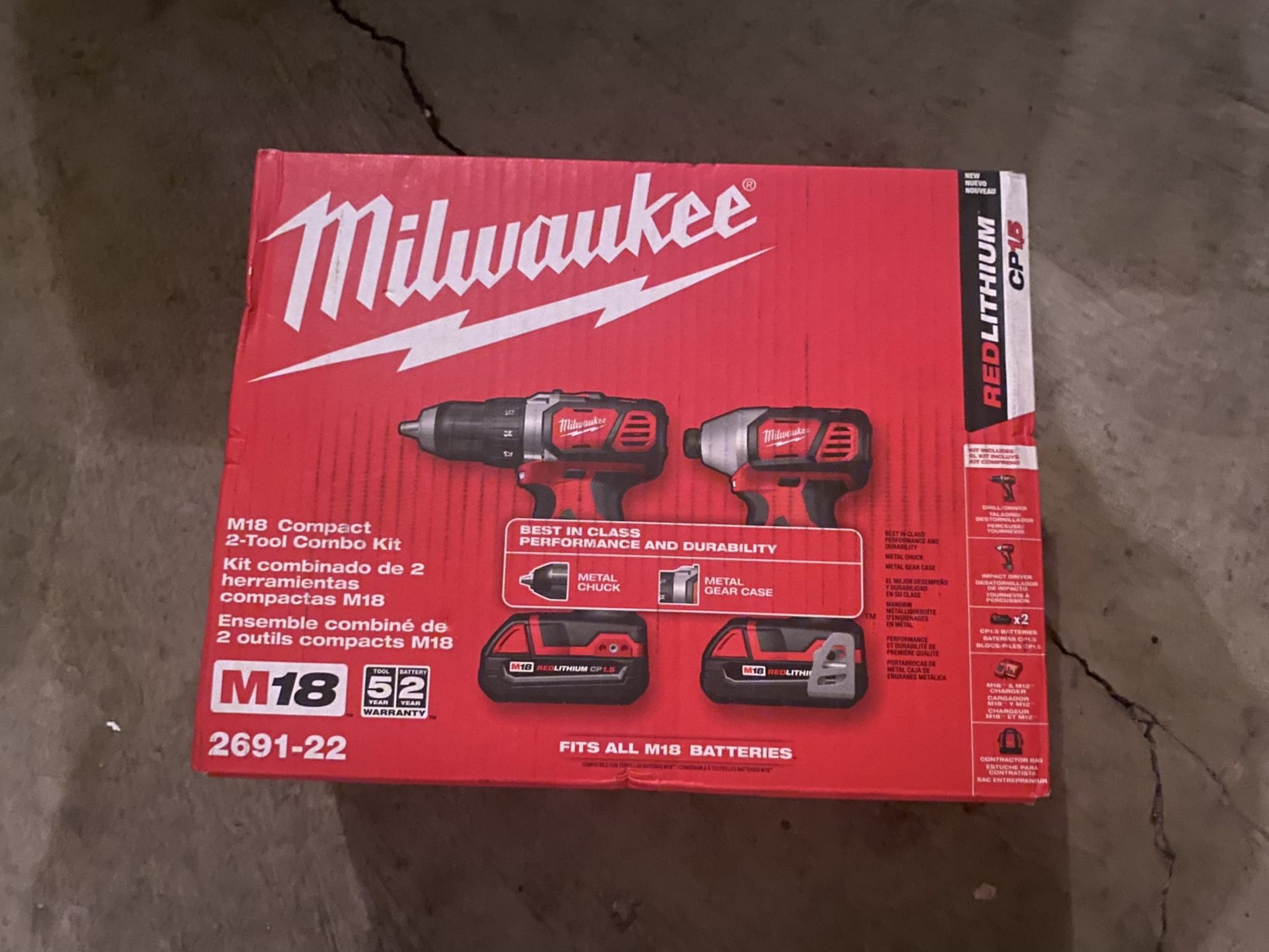 New Milwaukee M18 Impact And Drill Drive Set 