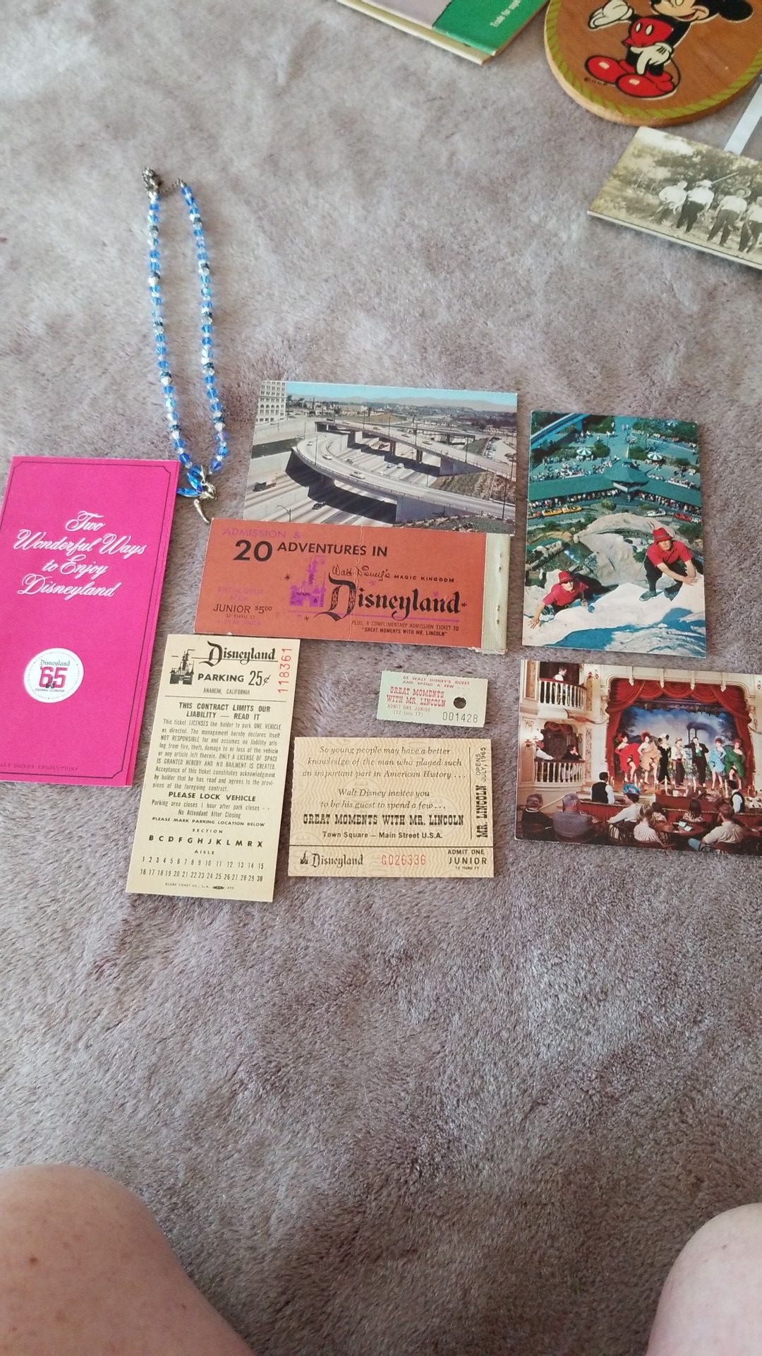 1965 trip to Disney Land memorabillia