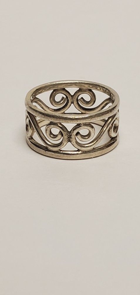 Vibtage Swirl Whimsical 950 Sterling Silver Band Style Ring