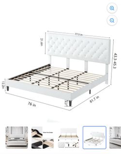Homfa King Size Bed, Faux Leather