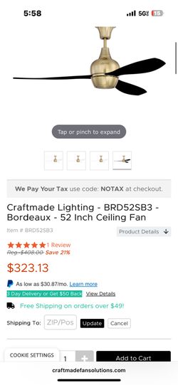 Craftmade Lighting - BRD52SB3 - Bordeaux - 52 Inch Ceiling Fan