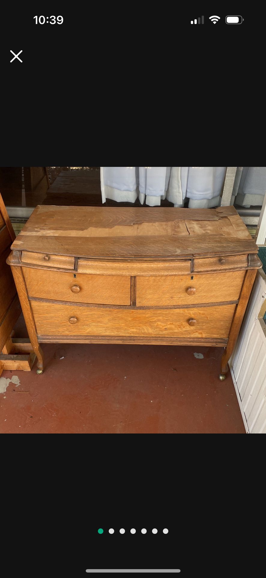 Antique Vanity Dresser Tiger Oak. Needs Restoring 
