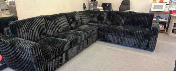 Furry corduroy sectional new in box
