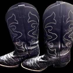 Larry Mahan Genuine Ostrich Full Quil Boots