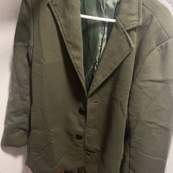 Men’s Olive Green Polyester Coat Size Small-medium
