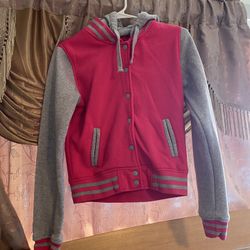 Pink And Grey Cotton Jacket Button Up Size Medium $8