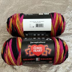 Red Heart All In One Granny Square - “Scarlet Sands” Yarn