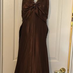 Bari Jay Formal Gown In Bronze Satin