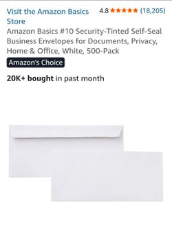 Amazon Basics #10 Security-Tinted Self-Seal Business Envelopes, 500-Pack