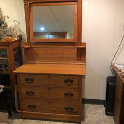 Vinage Solid Wood Dresser With Tilting Mirror 19inches Deep 40 Inches Wide And 76 Inches High