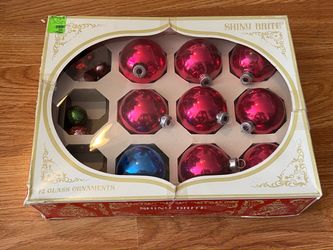 Vintage Christmas Ornament Lot - 15pc Mixed-Era Collection with Shiny Brite Box, Antique German & Miniature Ornaments