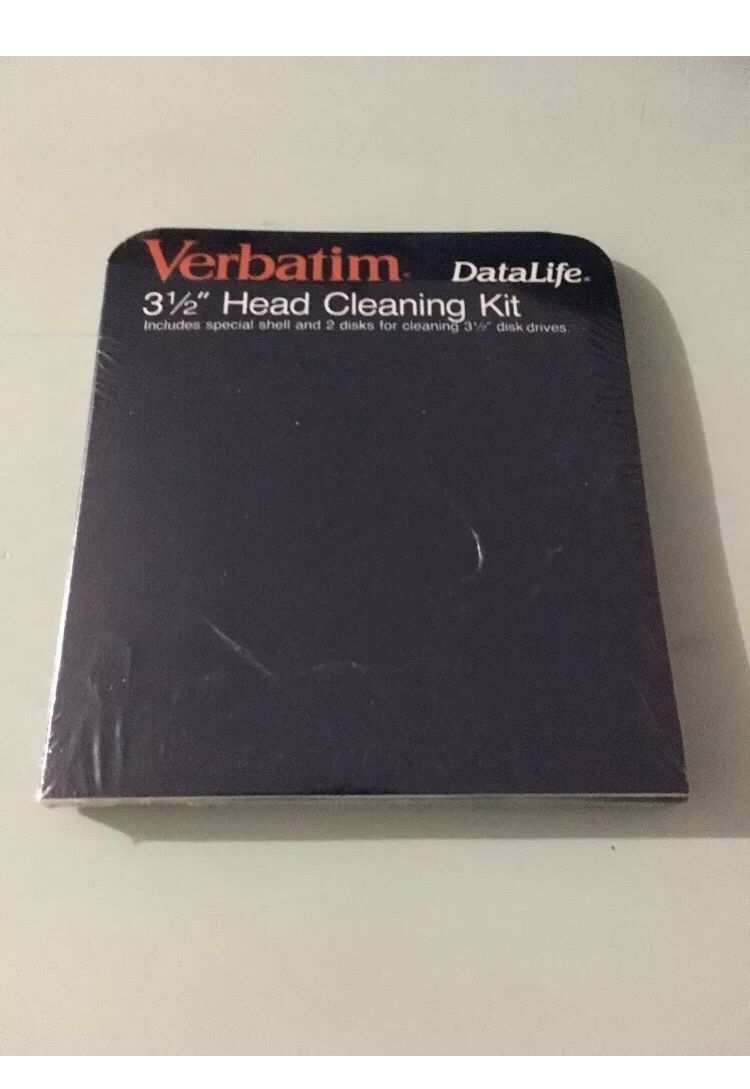 Vintage 1986 Verbatim Datalife 3 1/2” Head Cleaning Kit! Nos. Sealed.